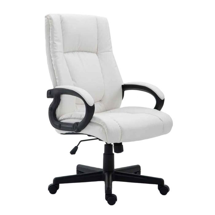Fauteuil de bureau XL sur roulettes avec accoudoirs mecanisme d inclinaison plastique PVC blanc 10_0002717 Fauteuil de bureau XL sur roulettes avec accoudoirs mecanisme d inclinaison plastique PVC blanc 10_0002717