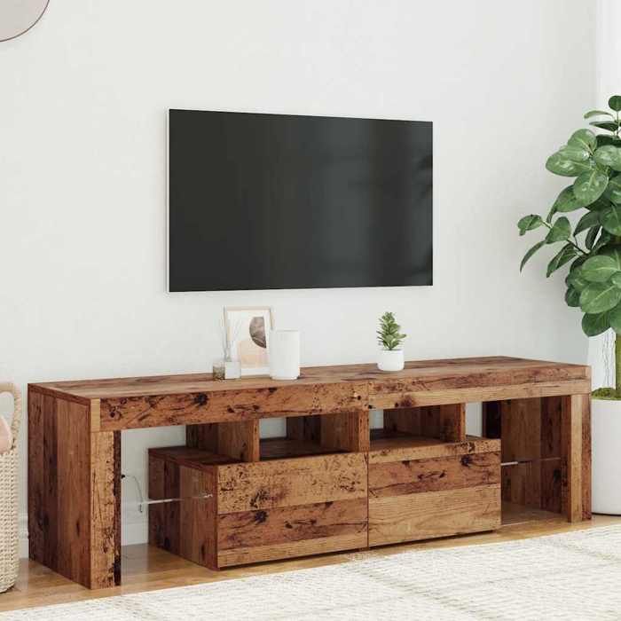 vidaXL Meuble TV avec lumières LED vieux bois bois dingénierie support TV meuble multimédia console TV meuble hifi 856303
