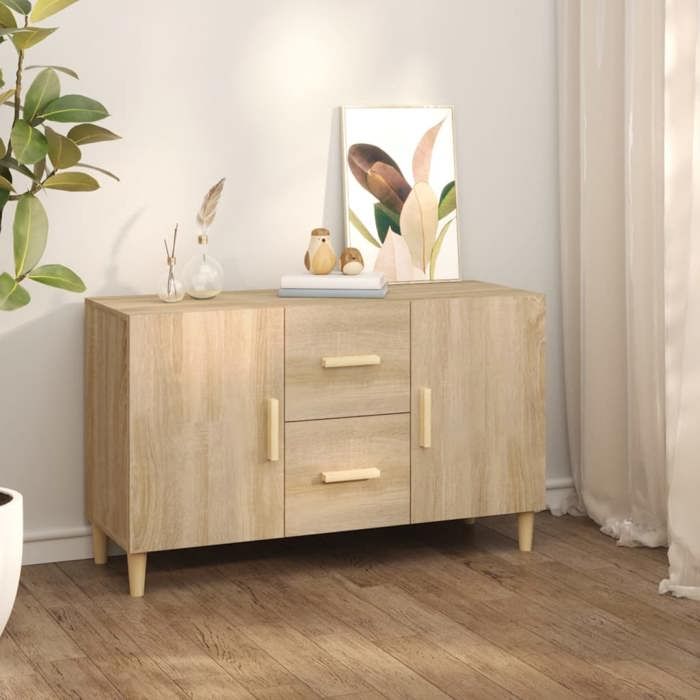 BEAU Buffet Armoire de salon moderne - Buffet multi-rangement - Chêne sonoma - 100x36x60 cm - bois dingénierie mode490514