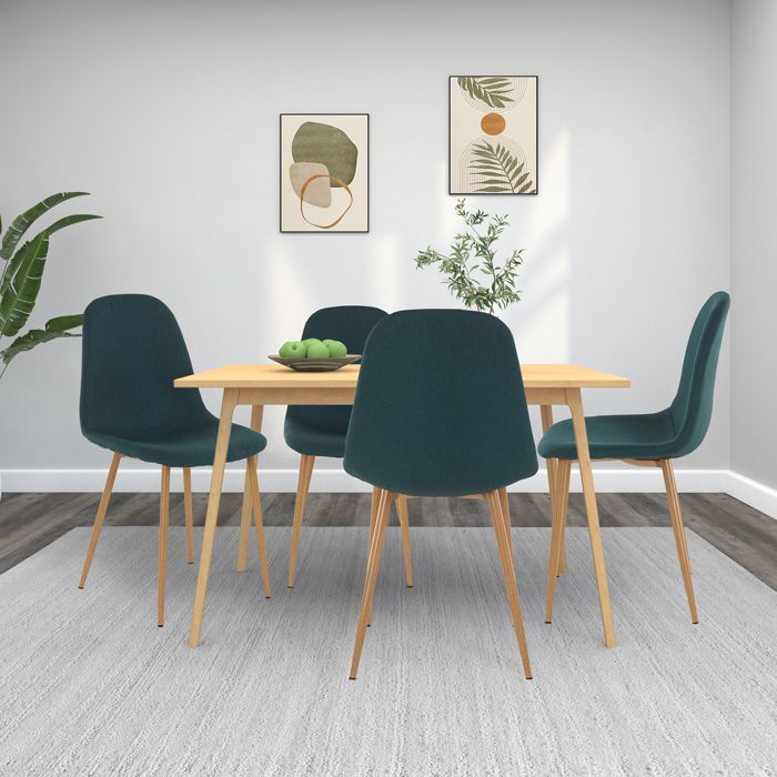 Ensemble de 4 chaises de salle à manger en plastique vert foncé
