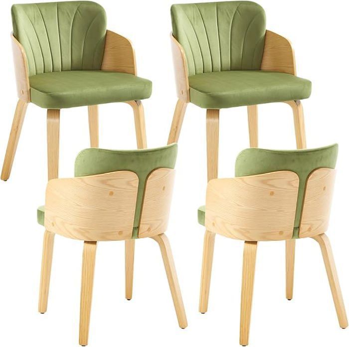 Chairus Chaise de Salle à Manger Lot de 4 Chaise salle à Manger en Bois Chaise de Cuisine avec Dossier pour Salon Velours Vert