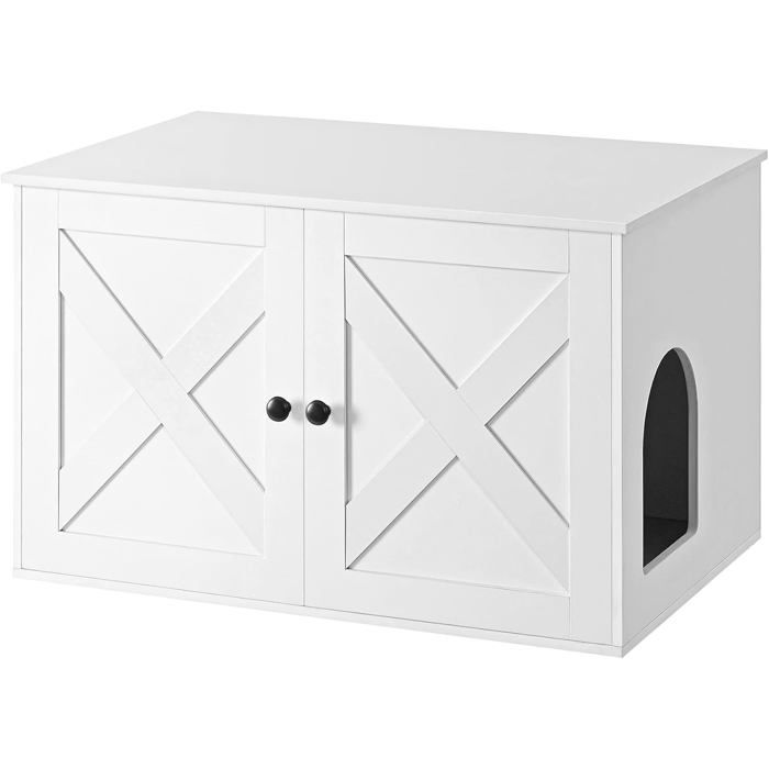 Comparer les prix de Maison De Toilettes Pour ChatNicheMeuble Litière ChatAvec Séparateur AmovibleCache-LitièreTable Basse80X53X50 CmBlanc Pcl00