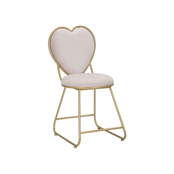 Chaise en métal doré et tissu Heart 37 x 47 x 80 cm
