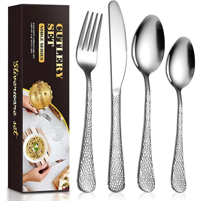 Set de couverts 24 pièces - HOME SAFETY - Modèle 6 personnes - Acier inoxydable - Finition miroir - Coffret cadeau