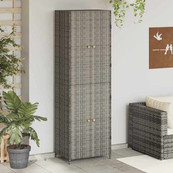 (Gris)Chalet et Jardin - - Armoire de rangement jardin Gris 59x40x180 cm Résine tressée 986024