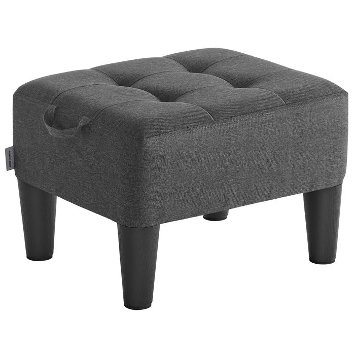 Tabouret SONGMICS - Tissu Lin - Rembourrage Épais - 150 kg - Gris Ardoise/Noir Tabouret SONGMICS - Tissu Lin - Rembourrage Épais - 150 kg - Gris Ardoise/Noir