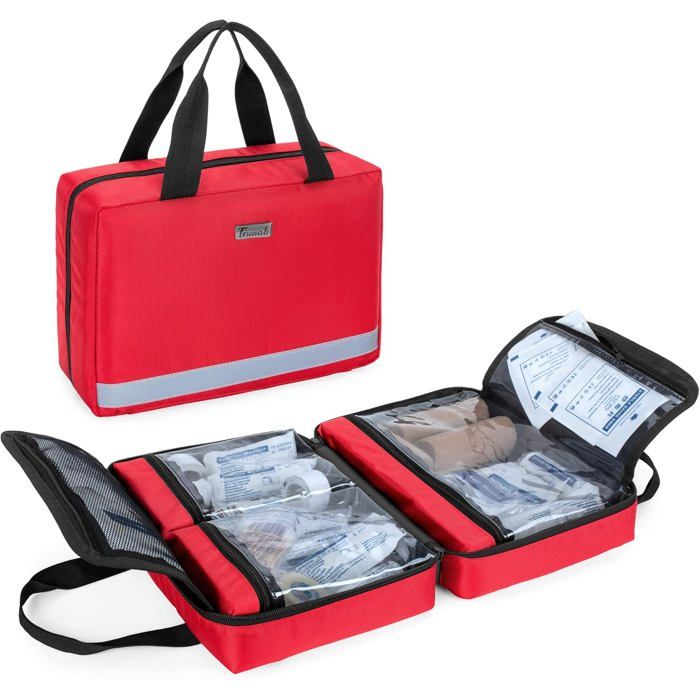Trunab - 4 Trousses De Premiers Secours Vides Transparentes - Organisation Couleur Pour Médicaments Maison, Voiture, Camping