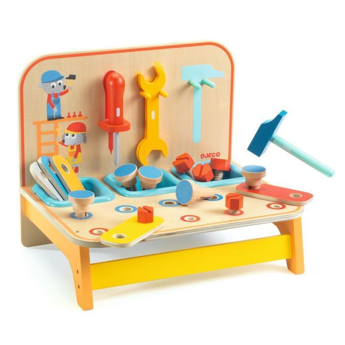 Établi en bois - DJECO - DJ05530 - Compact - 18 pièces - Pour enfants dès 3 ans