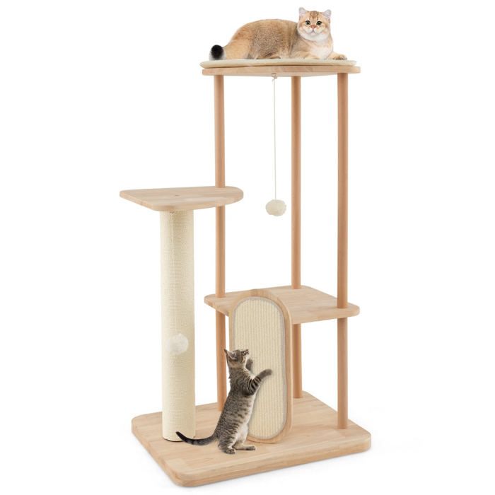 Arbre à chat en bois moderne 59 x 47 x 112 cm aire de jeux