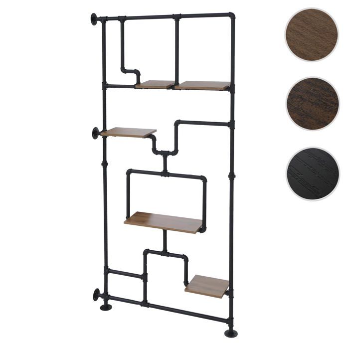 Séparateur de pièce avec étagère HWC-P10 Mélamine MVG 203x100x20cm marron Séparateur de pièce avec étagère HWC-P10 Mélamine MVG 203x100x20cm marron