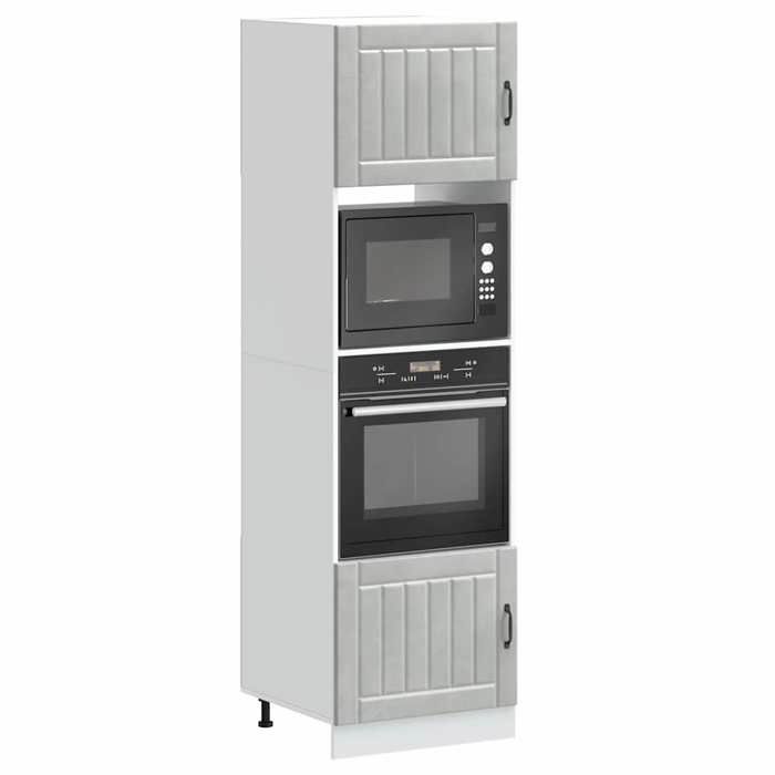 NEW 2026 Armoires de four 2 pièces Placard de cuisines Lucca Bois dingénierie gris béton 60x57x207 cm L4788