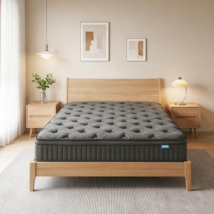 Matelas 120x200 cm HOLDLAMP - Très épais 25 cm - Mémoire de Forme + Ressorts 7 Zones - Hypoallergénique & Réversible Noir