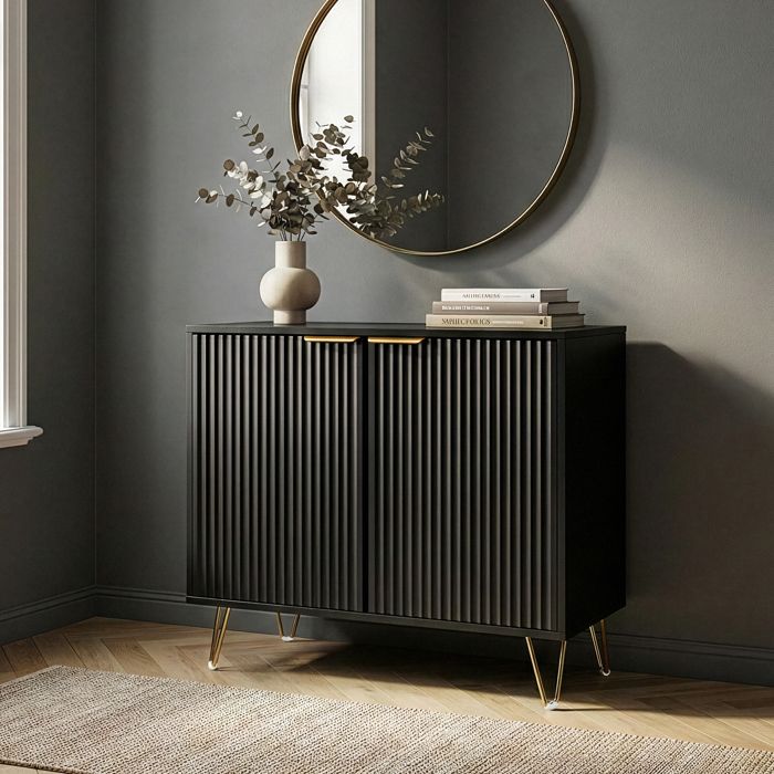 Buffet Trondi 75 x 80 x 40 cm noir couleur laiton Buffet Trondi 75 x 80 x 40 cm noir couleur laiton