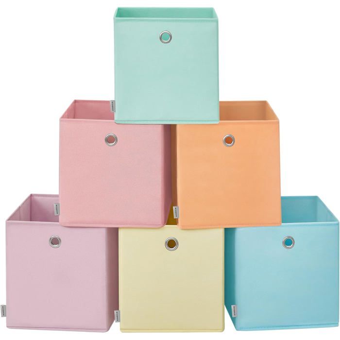 Lot de 6 Boîte de Rangement Pliable Tissu 30 x 30 x 30 cm Panier Étagère Cubique Organisateur .
