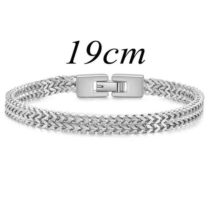 XJYDNCG Bracelet Homme en Acier Inoxydable 6mm - Style minimaliste - 19cm - Argenté