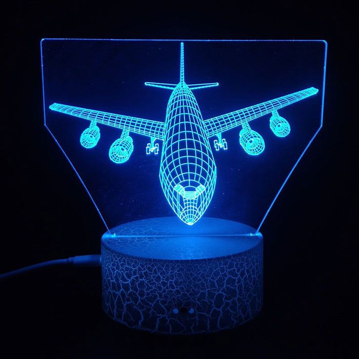 Veilleuse3D Avion LED Lampe Art Déco Lampe lumières LED Décoration Lampe Contrôle à distance 7/16 couleurs Change USB Powered