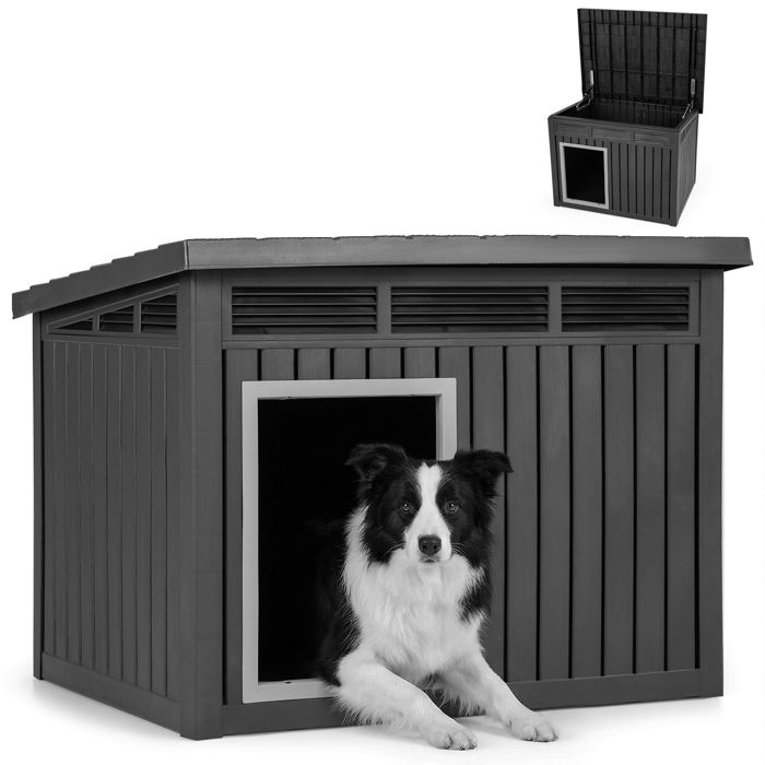 Maison pour Animaux Intérieur Extérieur COSTWAY Toit Incliné Relevable Fenêtres à Persiennes Ventilées Trous de Drainage Maison pour Animaux Intérieur Extérieur COSTWAY Toit Incliné Relevable Fenêtres à Persiennes Ventilées Trous de Drainage