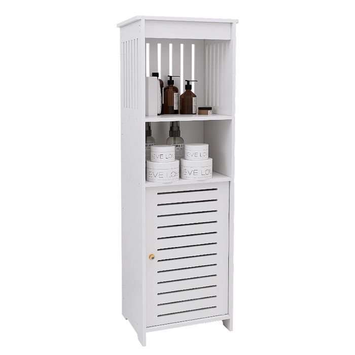 KEDIA Armoire de salle de bain vitrine mince au sol armoire de rangement étanche pour chambre à coucher (25x20x80)cm Blanc