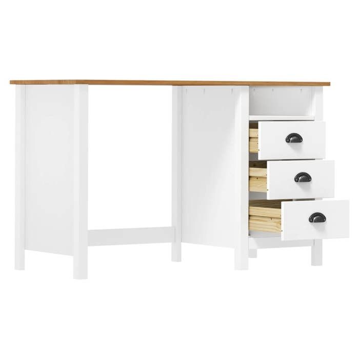 Bureau Hill - vidaXL - 120 x 50 x 74 cm - 3 tiroirs - 1 étagère - facile à nettoyer vlc81e6046