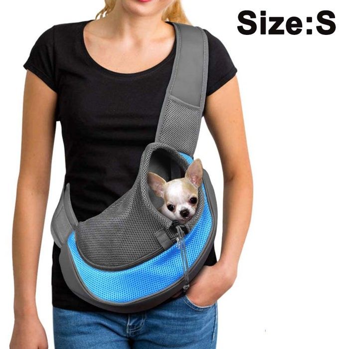Sac bandoulière respirant en maille pour chien et chat  sangle rembourrée réglable  mains libres .