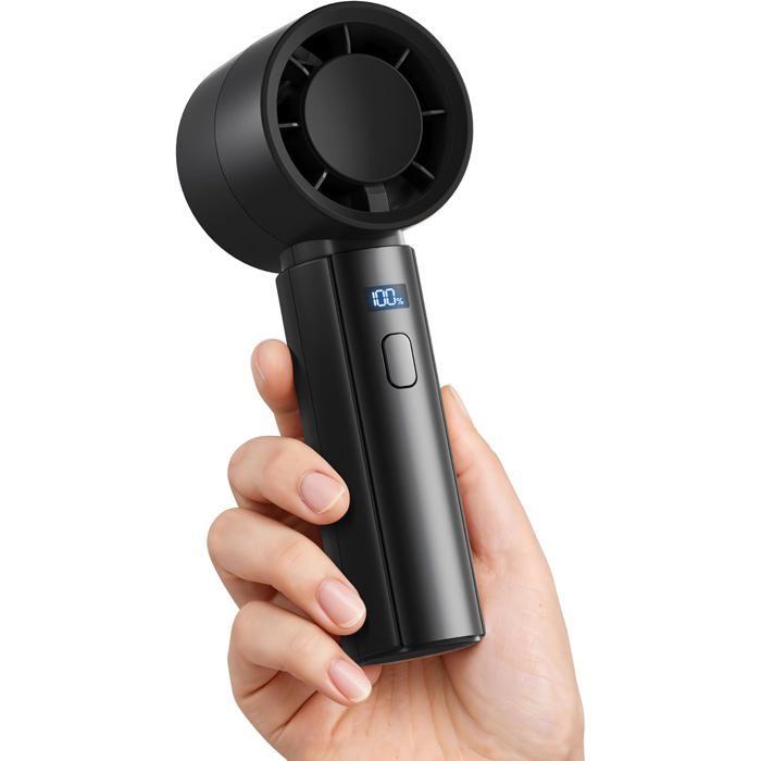 Ventilateur Portable Rechargeable Turbo 100 Vitesses Batterie 2000 mAh Haute Vitesse Poche Voyage Camping Vacances Noir