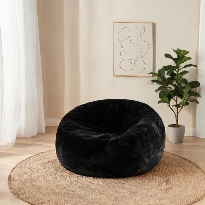 Pouf Bean Bag 4 pieds pour chambre ou salon mousse matte black 100x100x50 cm