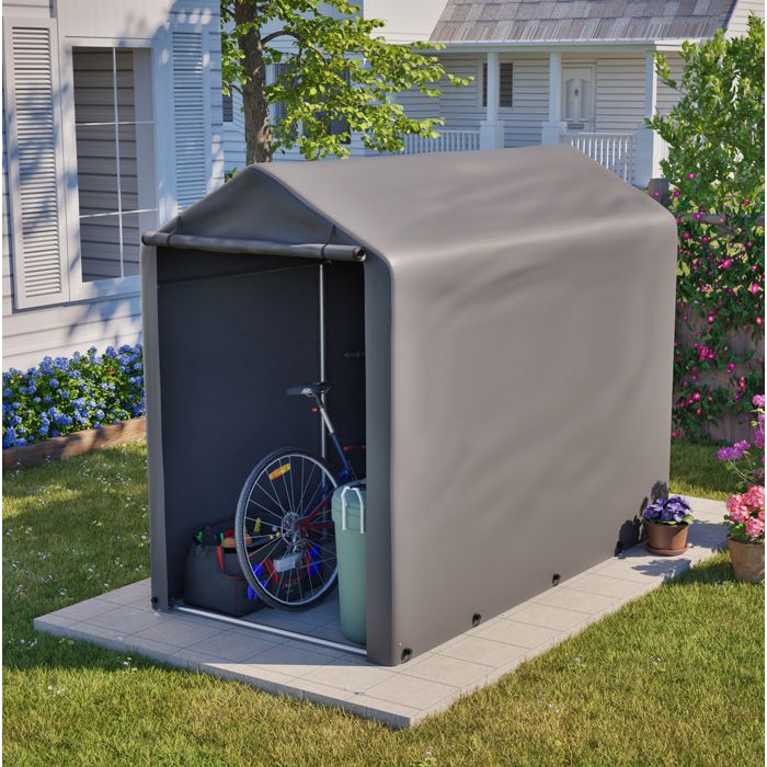 Garage à vélos abri de rangement extérieur 187 x 100 x 160 cm acier galvanisé bâche PE gris foncé ORVRYN