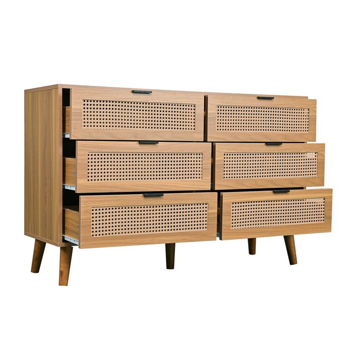 Commode 6 tiroirs en bois meuble de rangement avec poignées métal grand espace de stockage pour chambre salon et bureau Commode 6 tiroirs en bois meuble de rangement avec poignées métal grand espace de stockage pour chambre salon et bureau