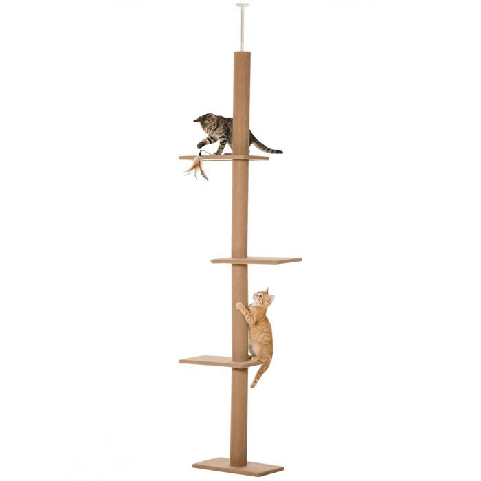 Arbre à chat - HELLOSHOP26 - Multiniveaux 4 niveaux - Hauteur réglable 228-260 cm - Fixation plafond - Marron Arbre à chat - HELLOSHOP26 - Multiniveaux 4 niveaux - Hauteur réglable 228-260 cm - Fixation plafond - Marron