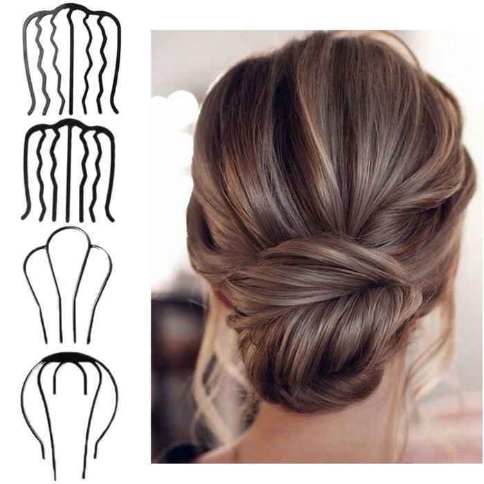 Épingles à cheveux pour chignon fourchettes en U à 4 branches lot de 4 pour cheveux longs et épais