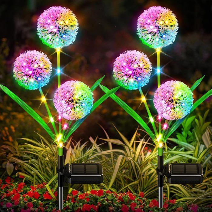 Guirlande lumineuse solaire LED étanche pour extérieur – 3 spots au sol pour balcon et jardin