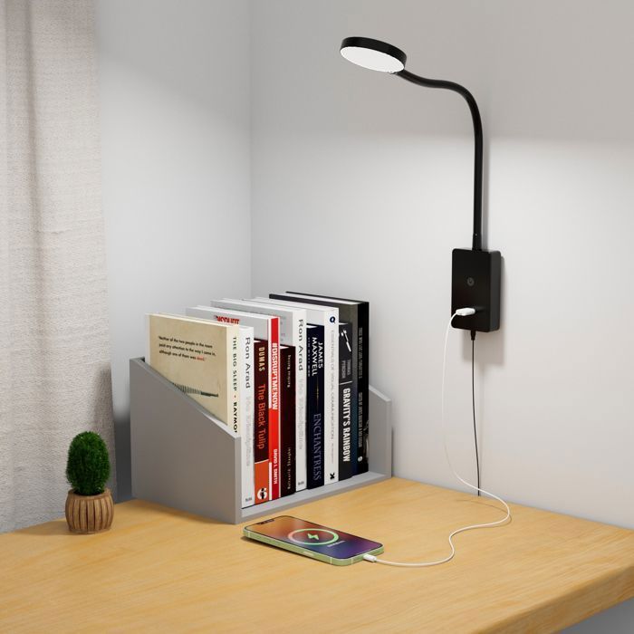 Lampe de Lecture Livre Murale de Chevet LED avec Port USB Lampe Liseuse LED Dimmable Éclairage Blanc Neutre Luminosité Variable