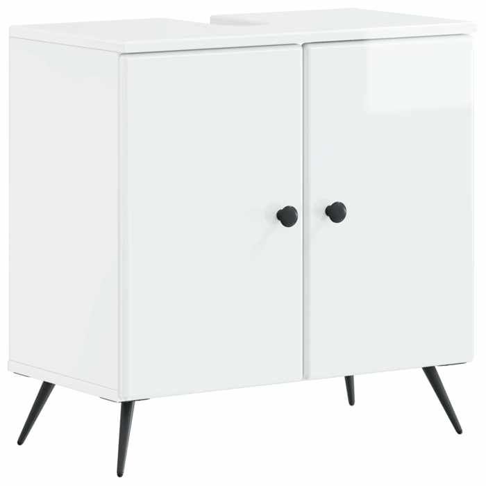 vidaXL Meuble sous Lavabo de Salle de Bain BREDA Blanc brillant poids:14.75 kg 1202 vidaXL Meuble sous Lavabo de Salle de Bain BREDA Blanc brillant poids:14.75 kg 1202