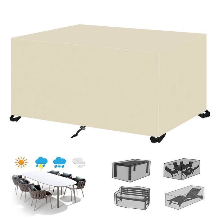 Housse salon jardin Oxford 420D beige 120 x 60 x 90 cm imperméable anti-UV protection Dupcheliry