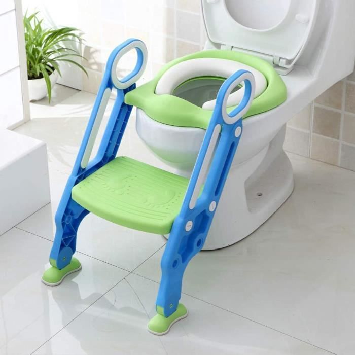 Siège Toilettes Bébé Réglable Pliable Echelle Siège Rembourré