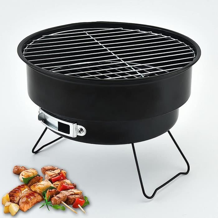 Barbecue Charbon De Bois LEADZM - Acier Inoxydable Pliable 70x31x71cm - Pour Camping, Jardin, 5-10 Personnes