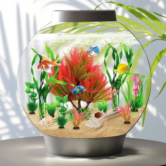 Comparer les prix de 12 Pièces Plante Artificielle Aquarium Deco Colorées Aquarium Decoration Plantes avec Coquillages naturels Terrarium Plante