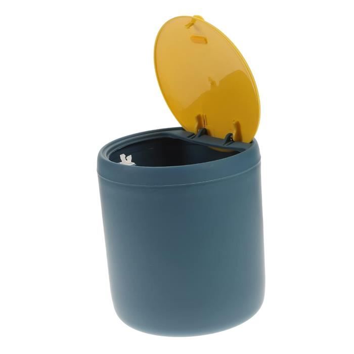 Poubelle Voiture BMZX Avec Couvercle - Porte-Gobelet, Poche Porte, Noir - Silicone