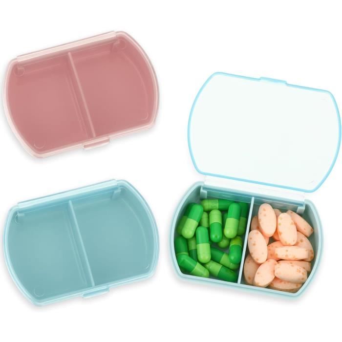 Lot de 2 Petites Boîtes de Rangement étanches pour Piluliers Portables