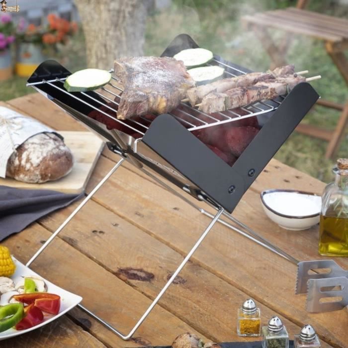 Grille Barbecue Pliable En Acier Inoxydable – Portable, Compacte Et Super Pratique Pour Vos Sorties