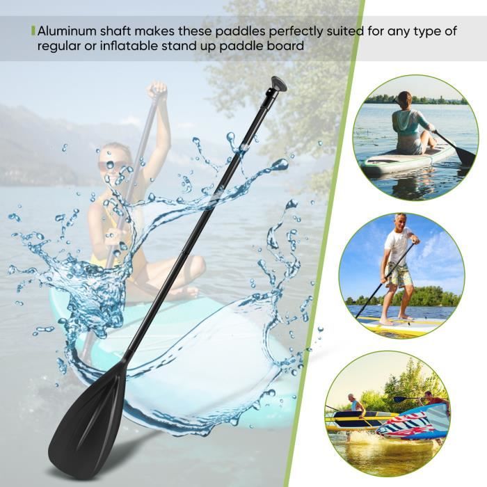 Lot De 2 Pagaies De Kayak Aluminium 126 Cm – Lames Nervurées 38x15 Cm, Flottantes, Amovibles, Pour Canoë, Bateau Gonflable