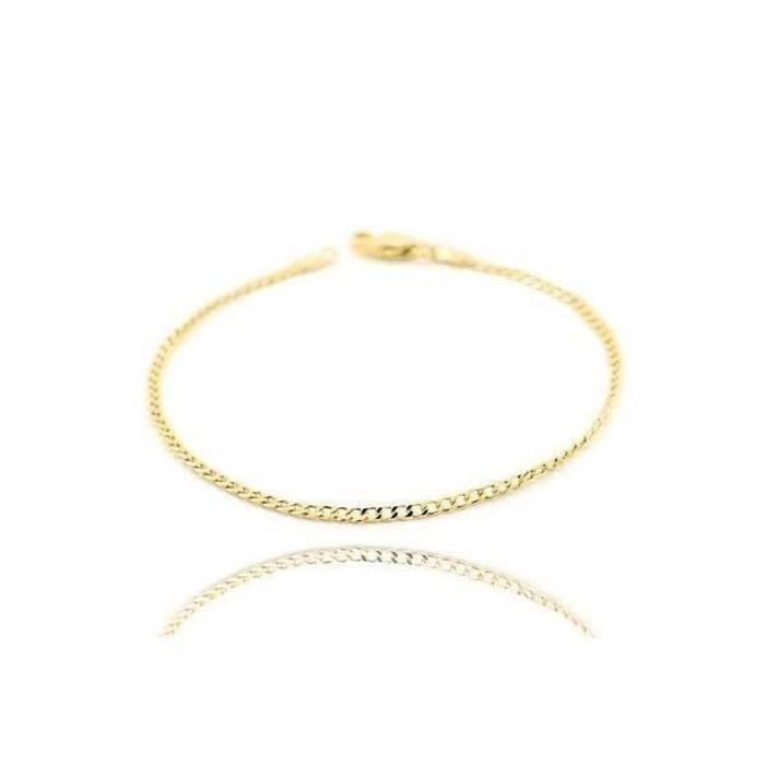 Bracelet - Homme/Femme - 20 cm - Maille Gourmette - Plaqué Or Jaune 750/1000 - Fermoir Hameçon