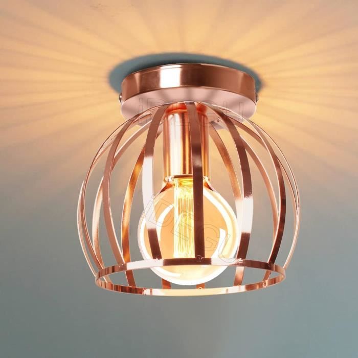 Plafonnier industriel rétro, lustre cage en métal, lustre, plafonnier