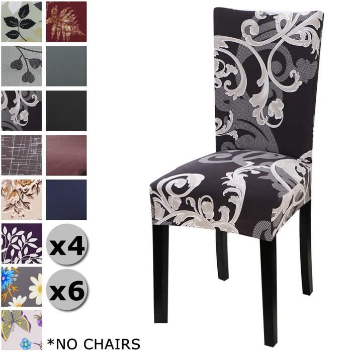 Feuille de Palmier Gris,6 YISUN Housse de Chaise /Élastique Extensible Chaise D/écor Salle /à Manger Maison H/ôtel Mariage R/éunion