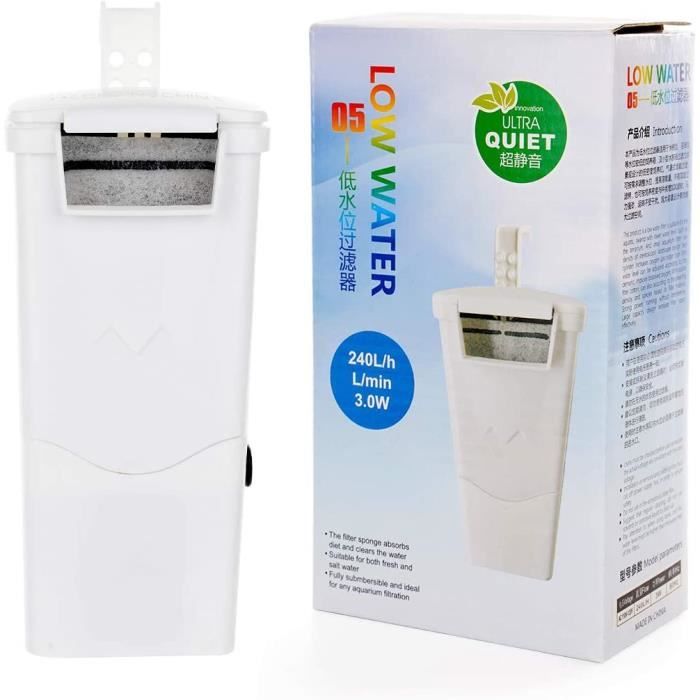Filtre pour aquarium tortue 3 W 240 lh (63 GPH) Biofiltration pour aquarium Faible
