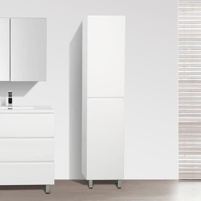 armoire de rangement verona blanc laqué brillant - verona - hauteur 176 cm - 4 espaces intérieurs