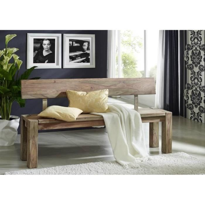 Banc avec dossier 160x35cm - Bois massif de palissandre huilé - NATURE GREY #701