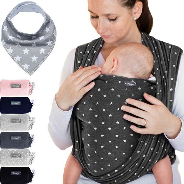 Charpe de Portage Gris Foncé - Porte-Bébé de Haute Qualité Pour Nouveau-Nés|Gris foncé,Ensemble de 3 pièces|