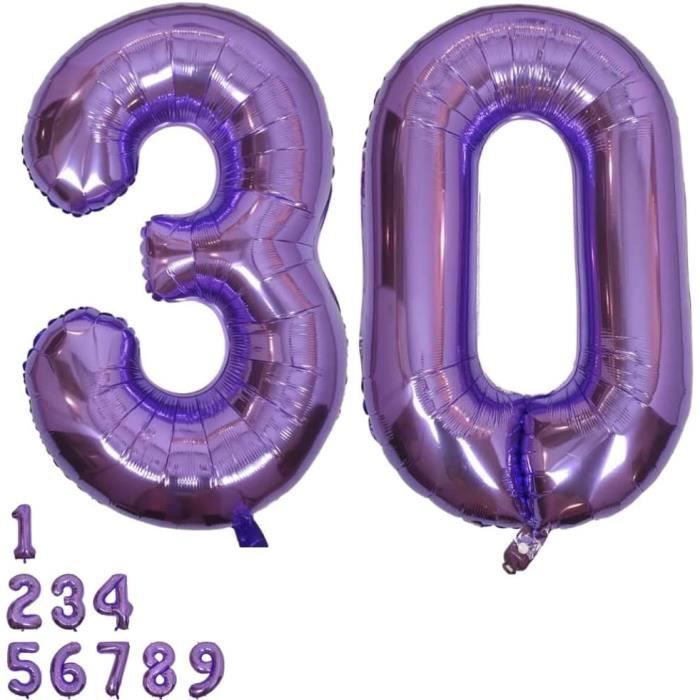 Ballon 30 Ans Violet Xxl - Ballon Anniversaire 30 Ans Decoration, Ballon  Chiffre 30, Happy Birthday Fête Deco Kit Numero Nomb[N2751]