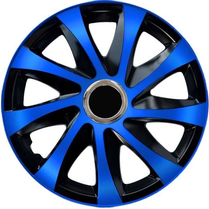 Enjoliveurs de roues DRIFT EXTRA noir et bleu 14' lot de 4 pièces